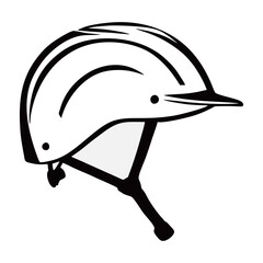 Silhouette image of a helmet on a white background