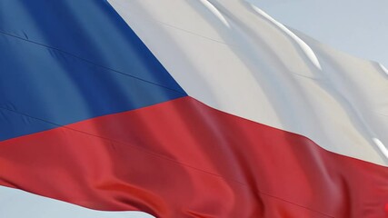 Large Czech Flag Flapping in Wind with Vibrant Colors and Dynamic Motion