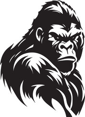 Illustration of a gorilla in monochrome style