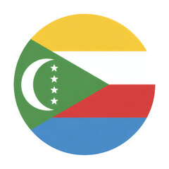 Round Vector Illustration Comoros Flag in a Circular Design, a Perfect Graphic for Projects Needing a Simple, Clean Comoros National Flag Representation.