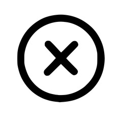 Outline Simple Circle Cross Mark Sign Shape Icon Graphic Element
