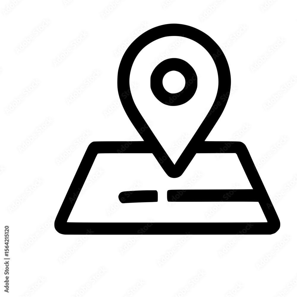 Poster outline thin line location pointer on map navigation minimalist icon