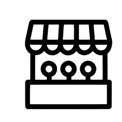 Simple Outline Market Stall Stand Minimalist Icon Illustration