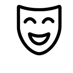Fototapeta premium Lineart Smiling Theatrical Mask Flat Icon for Drama and Comedy