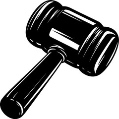 Law and justice gavel silhouette vector icon, minimal hammer design
