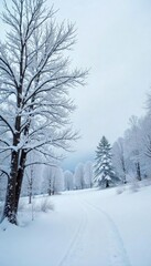 Obraz premium Stark Winter Branches Reaching for a Pale Sky A Frozen Landscape of Quiet Beauty