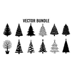 Obraz premium Christmas tree vector bundle silhouette christmas tree design christmas tree svg christmas tree clipart christmas tree art