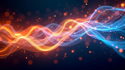Obraz premium Abstract energy waves with glowing particles