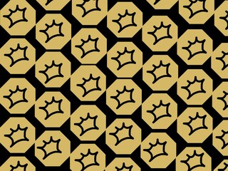 Seamless geometric pattern in gold and black color with doodle decoration for ceramic,stationery design,book cover or other