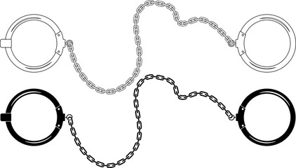 outline silhouette legcuffs icon set