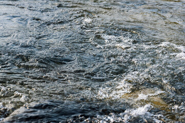 初夏の水辺　川の泡立つ水流12