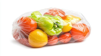 Fresh vegetables in a plastic bag.