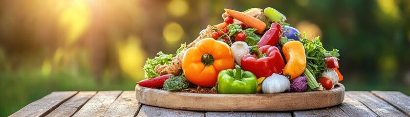 Fresh vegetables on a wooden table.