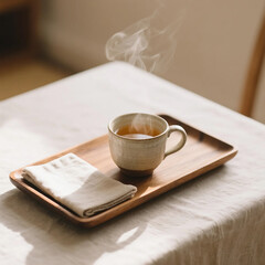 Modern Rustic Tea Table with Natural Materials and Cozy Vibes