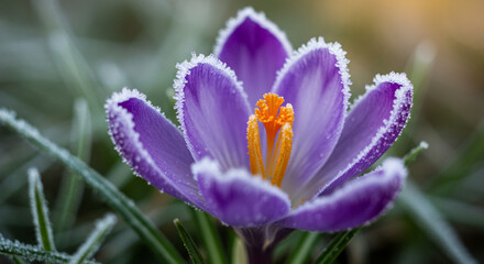 purple crocus flowers in spring