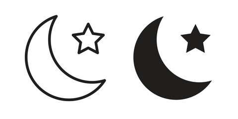 Moon and star icon. Vector Illustration. Isolated vector Illustration. EPS Illustration.