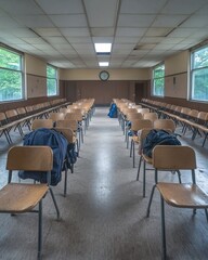 empty classrooms Job loss among educators emotional documentary photography somber tones 50mm prime lens