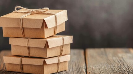 Stack of packaged boxes ready for delivery.