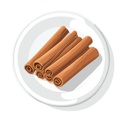 My A Simple flat 2D illustration cinnamon in plated isolated on transparent background, vector, flat design, animation design, simple flat 2D icon, clipart, design by me. My vector design