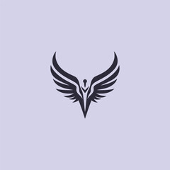 Valkyrie wings logo in bold and simple silhouette design.