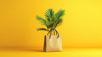 Stylish plant in a modern paper bag.