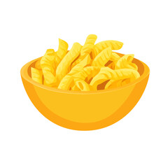 My A Simple flat 2D illustration macaroni bowl isolated on transparent background, vector, animation design, simple flat 2D clipart, design by me. My vector design