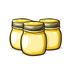 My A Simple flat 2D illustration mayonnaise jars group isolated on transparent background, vector, animation design, simple flat 2D clipart, design by me. My vector design