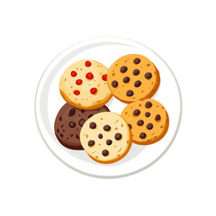 My A Simple flat 2D illustration plate of cookies isolated on transparent background, vector, animation design, simple flat 2D clipart, design by me. My vector design