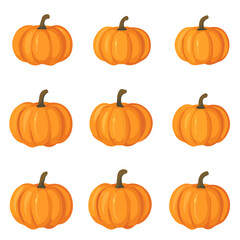 My A Simple flat 2D illustration icon pumpkins set isolated on transparent background, vector, animation design, simple flat 2D clipart, design by me. My vector design