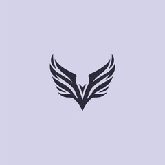 Valkyrie wings logo in bold and simple silhouette design.