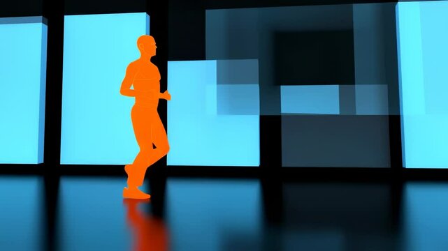 Abstract Runner in Geometric Landscape - Motion Graphics Loop for Fitness Concepts