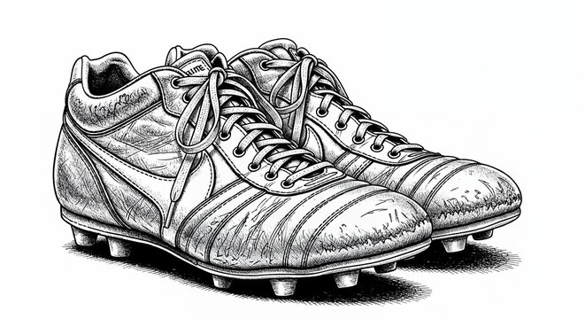 Worn-out soccer boots showing signs of wear and tear