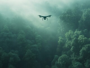 Aerial surveillance drone safeguarding natural forest reserve with ai technology