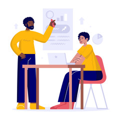 Teamwork collaboration presentation analysis for business environment vector illustration