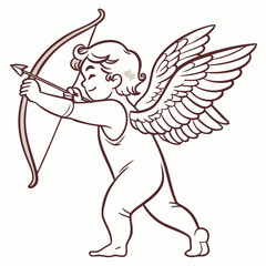 Cupid aiming bow and arrow with wings angel love
