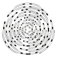 Dynamic ring pattern. Dashed circular motion. Concentric flow Vector. Abstract radial design.