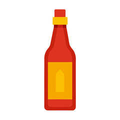 Red and yellow barbecue sauce bottle with label condiment food