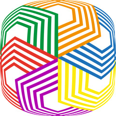 Segmented circle icon. Color arrow circuit. Vibrant maze Vector. Rotational path unity