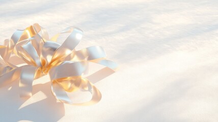 Elegant ribbon decor on soft background for celebration or gift wrap design