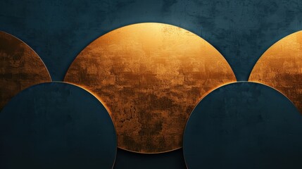 Abstract gold shapes aligning into harmony over dark background, creating striking visual contrast that evokes elegance and sophistication