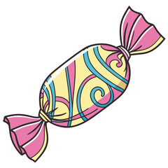 Swirled Pink Yellow Blue Wrapped Candy Treat sweet confection