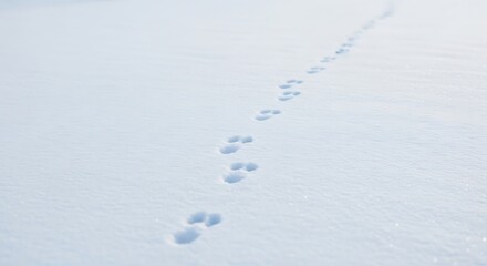 Animal tracks leading across a pristine expanse of snow.