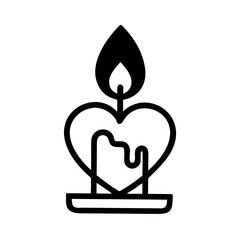 Glowing Heart Silhouette with Candle Flame vector