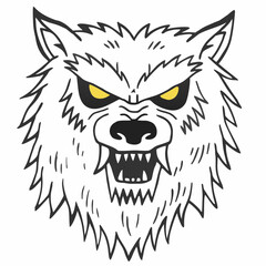 Fierce Werewolf Head With Yellow Eyes monster creature