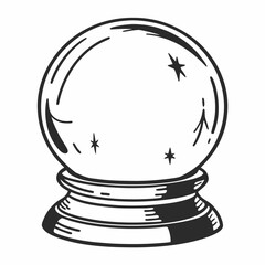 Mystical crystal ball with stars on white background fortune telling divination