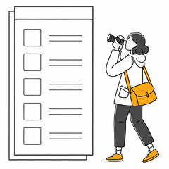 Person with camera looking at checklist photography