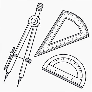 Geometric drawing tools compass protractor triangle geometric tools
