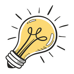 Yellow lightbulb with radiating lines idea innovation