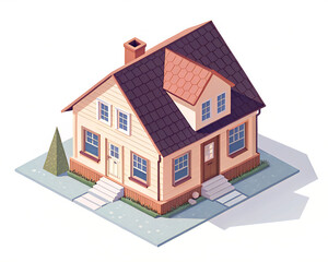 house on white background. Isometric view