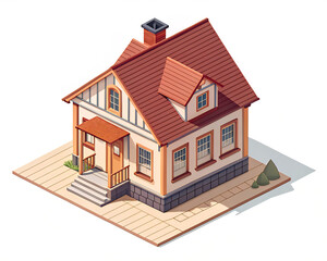 house on a white background. Isometric view